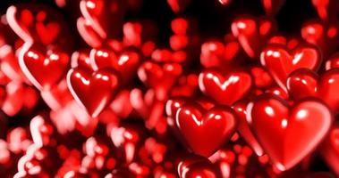 Red glossy 3D heart floating up as abstract background photo