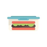 Lunch box icon flat vector. Healthy meal vector