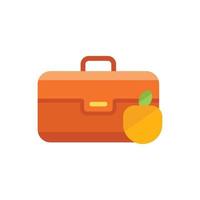 vector plano de icono de caja de almuerzo de manzana. comida saludable