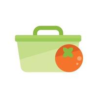 vector plano de icono de caja de almuerzo de tomate. comida saludable