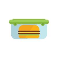 Plastic lunch box icon flat vector. Healthy meal vector