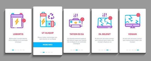 Electrical Waste Tools Onboarding Elements Icons Set Vector