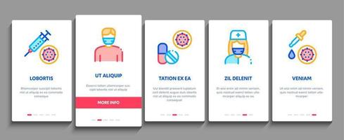 Flu Symptoms Medical Onboarding Elements Icons Set Vector