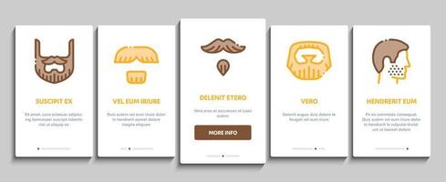 Beard And Mustache Onboarding Elements Icons Set Vector