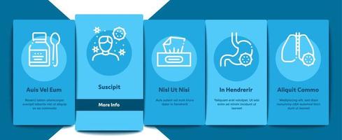 Flu Symptoms Medical Onboarding Elements Icons Set Vector