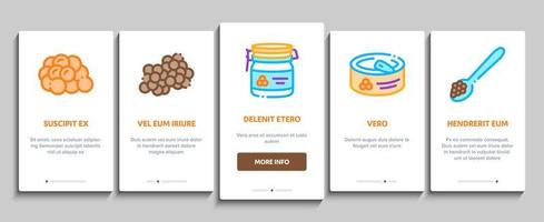 Caviar Seafood Product Onboarding Elements Icons Set Vector