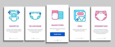 Diaper For Newborn Onboarding Elements Icons Set Vector