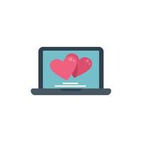 Laptop online dating icon flat vector. Mobile phone vector