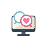 Pc online dating icon flat vector. App date vector