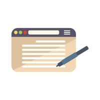 Web page writing icon flat vector. Text message vector