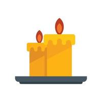 Cozy home burning candles icon flat vector. Interior room vector