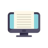 Monitor message icon flat vector. Note text vector