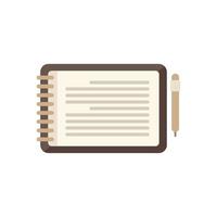 Notepad icon flat vector. Write paper vector