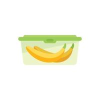 Banana lunch box icon flat vector. Dinner food vector