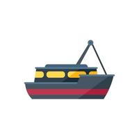 vector plano de icono de barco de pescado de marisco. barco de mar