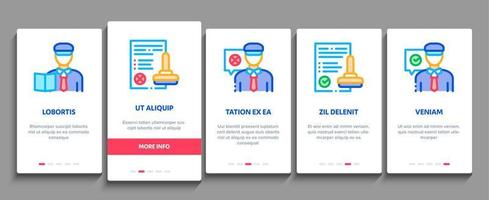 Passport Control Check Onboarding Elements Icons Set Vector