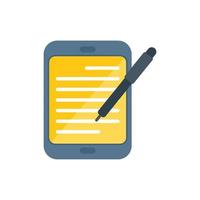 Tablet writing icon flat vector. Write message vector