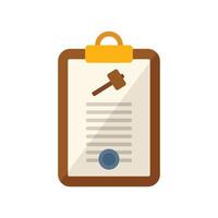 Auction clipboard icon flat vector. Judge process vector