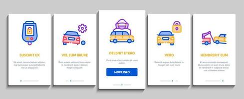 Car Theft Onboarding Elements Icons Set Vector