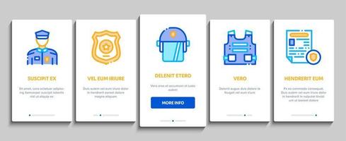 Police Department Onboarding Elements Icons Set Vector