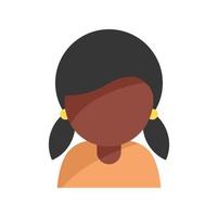 niña de la escuela africana icono vector plano. gente joven