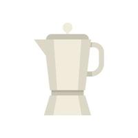 Steam coffee pot icon flat vector. Cafe hot vector