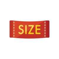 Red size label icon flat vector. Cloth tag vector