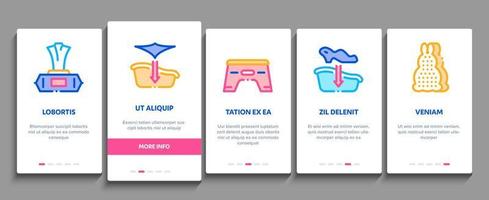 Bathing Baby Tool Onboarding Elements Icons Set Vector