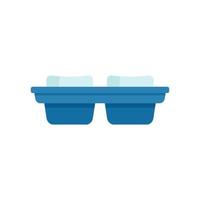 Melt ice cube tray icon flat vector. Water container vector