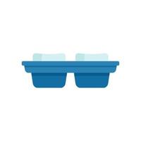 Melt ice cube tray icon flat vector. Water container vector