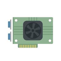 Video card ram icon flat vector. Computer gpu vector