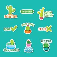 Cactus And Succulents Stickers vector