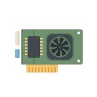 Video card board icon flat vector. Computer gpu vector