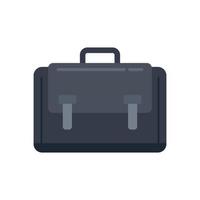 Leather laptop bag icon flat vector. Suitcase shoulder vector