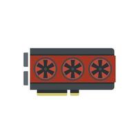 Video card chip icon flat vector. Computer gpu vector