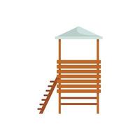 Beach rescuer tower icon flat vector. Lifeguard safety vector