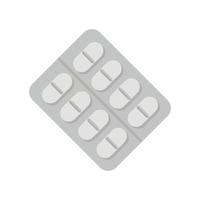 Tonsillitis pill blister icon flat vector. Tonsil mouth vector