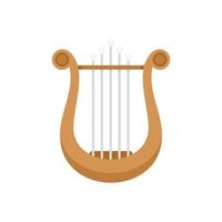 Greek harp icon flat vector. Lyre music vector