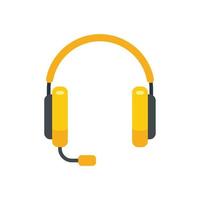 Person headset icon flat vector. Gamer headphone vector