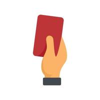 Soccer referee red card icon flat vector. Football penalty vector