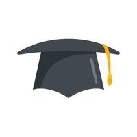 University graduation hat icon flat vector. College diploma vector