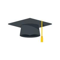 vector plano de icono de sombrero de graduación académica. gorra de la escuela