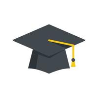 Study graduation hat icon flat vector. College diploma vector