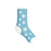 vector plano de icono de calcetín de copo de nieve. diseño de algodón