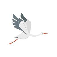 Crane stork icon flat vector. Bird fly vector