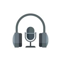 Stream mic headphone icon flat vector. Live video vector