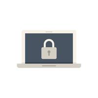 Secured laptop icon flat vector. Computer data vector