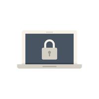 Secured laptop icon flat vector. Computer data vector