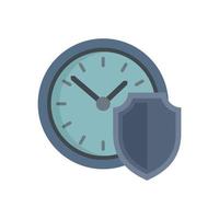 Protect time icon flat vector. Safe clock vector