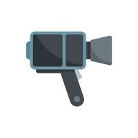 Retro handle camera icon flat vector. Video camcorder vector